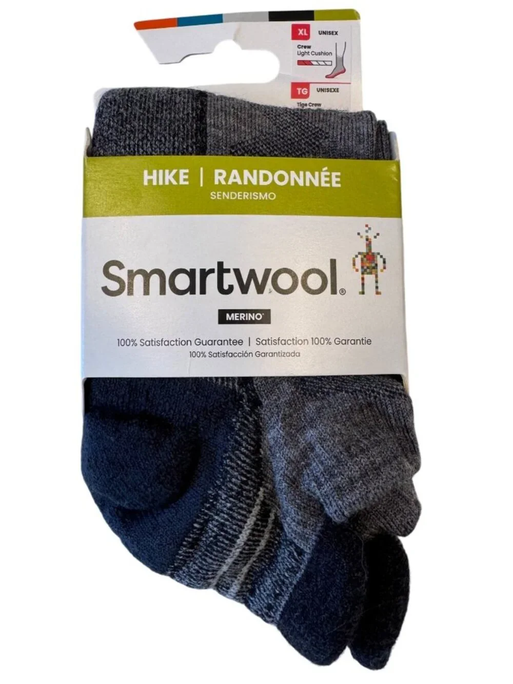Smartwool Hike Crew Sock Size XL M12-14.5 W13-15.5 Tige Gray